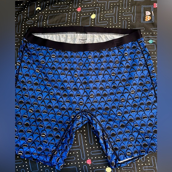 TomboyX 6in Blue Shark Swim Shorts - Picture 1 of 3